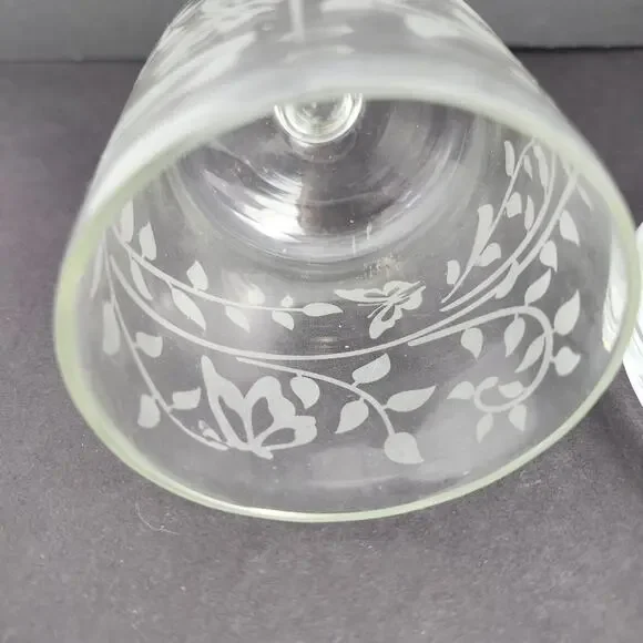 Vintage Miniature Glass Domed Butter Dish Etched Butterflies Vines Votive Candle - Picture 7 of 12